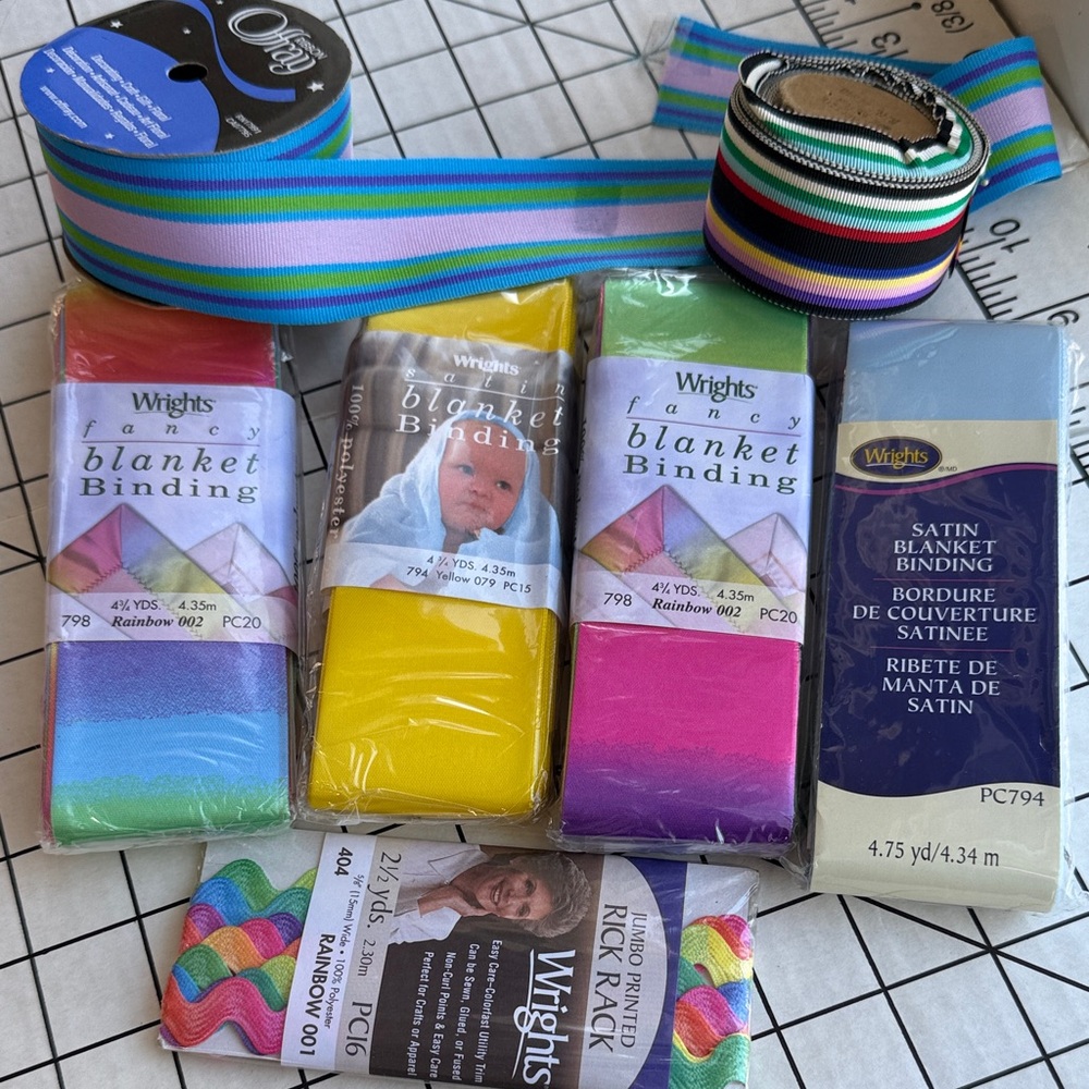 Vintage Blanket Binding & Grosgrain Ribbon Lot – Wrights Satin & Fancy Binding,